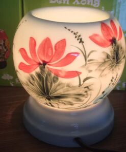 Đèn Xông Tinh Dầu Bát Tràng Mini Miệng Tròn Hoa Sen S2