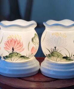 Đèn Xông Tinh Dầu Bát Tràng Mini Miệng Lượn Hoa Sen