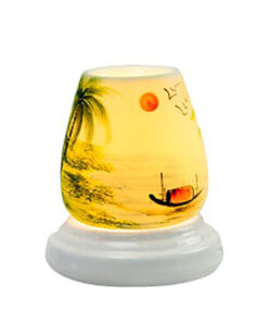 Đèn xông tinh dầu vẽ thuyền trăng - Gốm sứ Bát Tràng