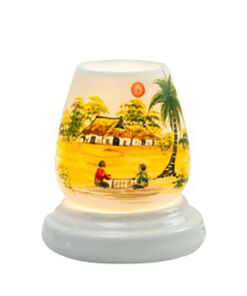 Đèn xông tinh dầu vẽ nhà tranh S2 - Gốm sứ Bát Tràng