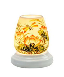 Đèn xông tinh dầu Bát Tràng vẽ sen - chuồn