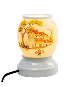 Đèn xông tinh dầu Bát Tràng Vẽ ngôi nhà mái đỏ