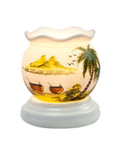 Đèn xông tinh dầu vẽ thuyền thúng trên sông