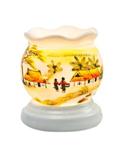 Đèn xông tinh dầu vẽ cảnh đường làng