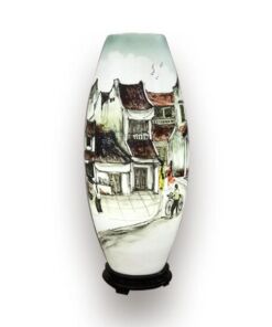 Đèn Xông Tinh Dầu Bát Tràng Dáng Ống - Phố Xưa H42cm