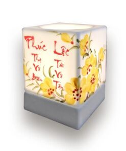 Đèn Xông Tinh Dầu Bát Tràng Dáng Vuông- Thư Pháp