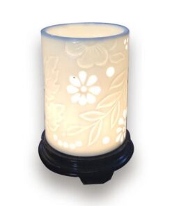 Chân Đèn Xông Tinh Dầu Bát Tràng Dáng Ống - Hoa Mai Nổi