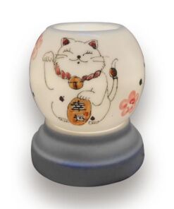 Đèn Xông Tinh Dầu Bát Tràng Tròn S1- Mèo Thần Tài