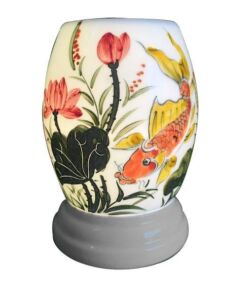 Đèn Xông Tinh Dầu Bát Tràng Dáng Bom - Sen cá Chép